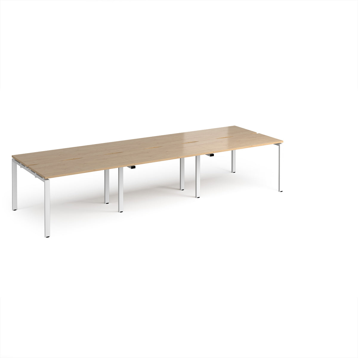 Adapt triple back to back desks 3600mm x 1200mm - white frame, Kendal Oak Top - view 1