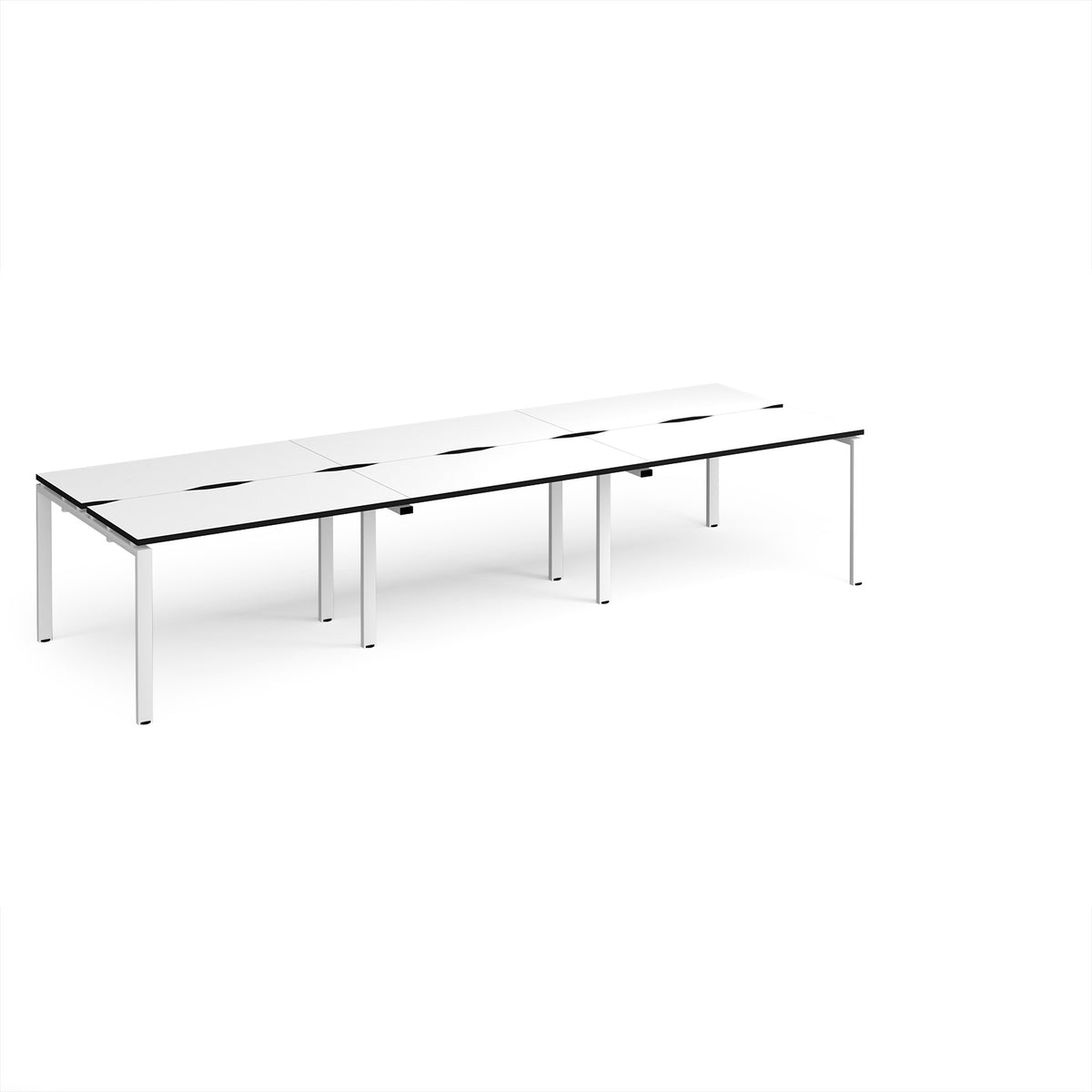 Adapt triple back to back desks 3600mm x 1200mm - white frame, White Top, black edge - view 1