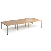 Adapt triple back to back desks 3600mm x 1600mm - green frame, Beech top - view 1
