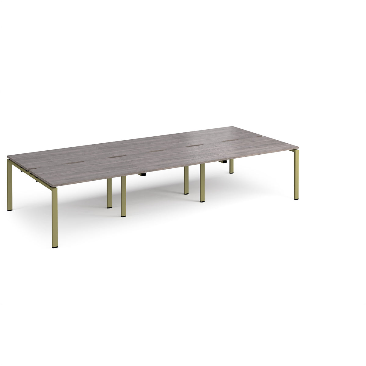 Adapt triple back to back desks 3600mm x 1600mm - green frame, Grey Oak Top - view 1