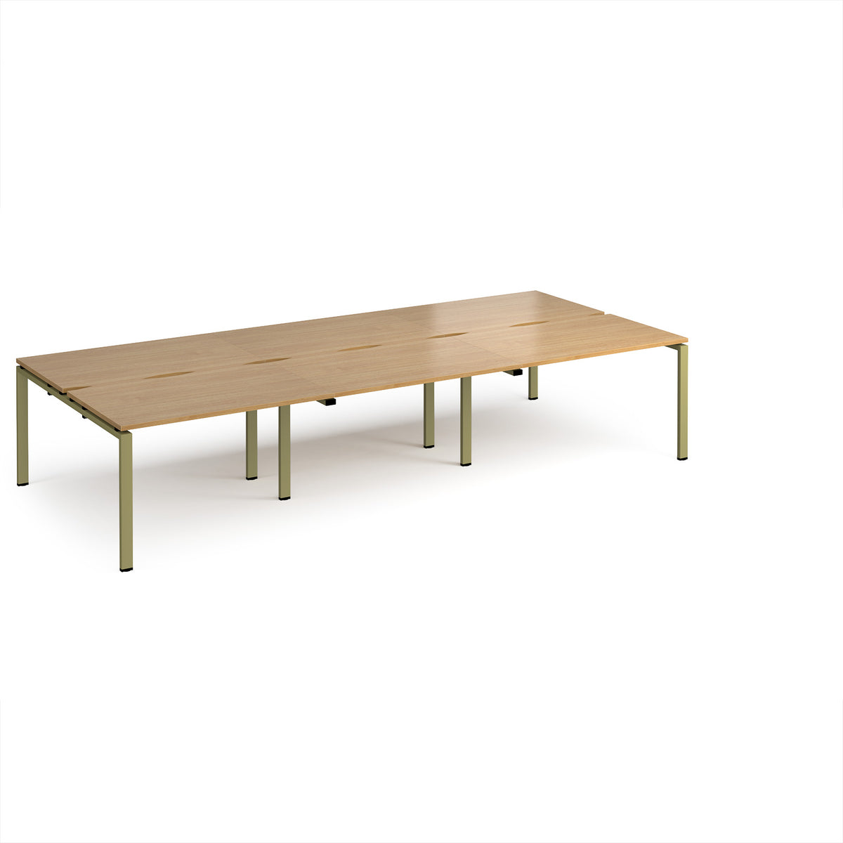 Adapt triple back to back desks 3600mm x 1600mm - green frame, Oak Top - view 1