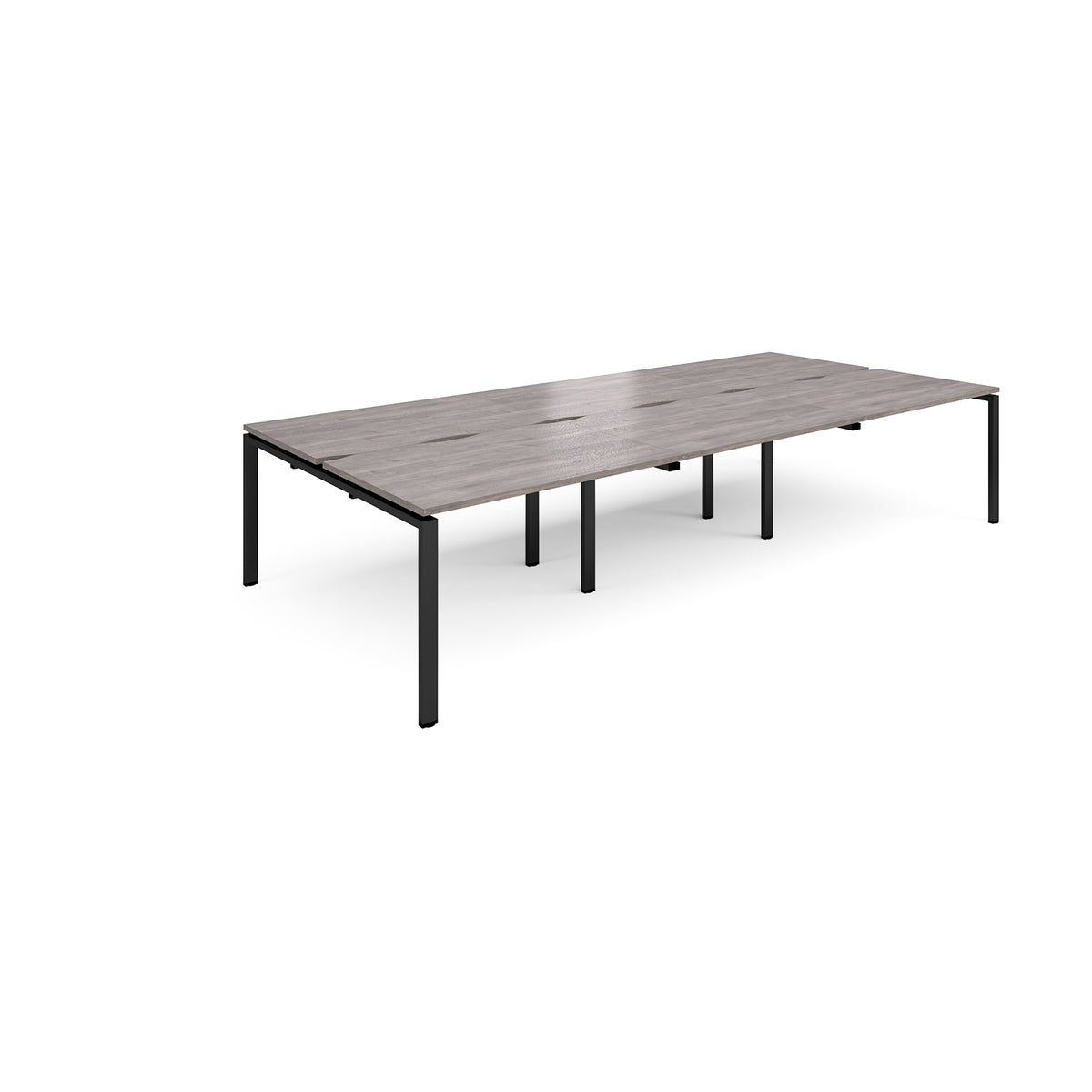 Adapt triple back to back desks 3600mm x 1600mm - black frame, Grey Oak Top - view 1