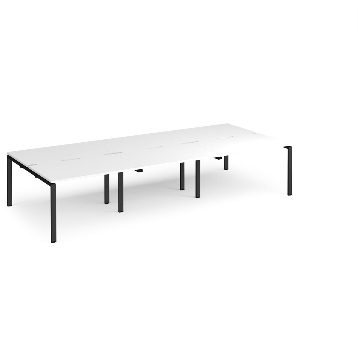 Adapt triple back to back desks 3600mm x 1600mm - black frame, White Top - view 1