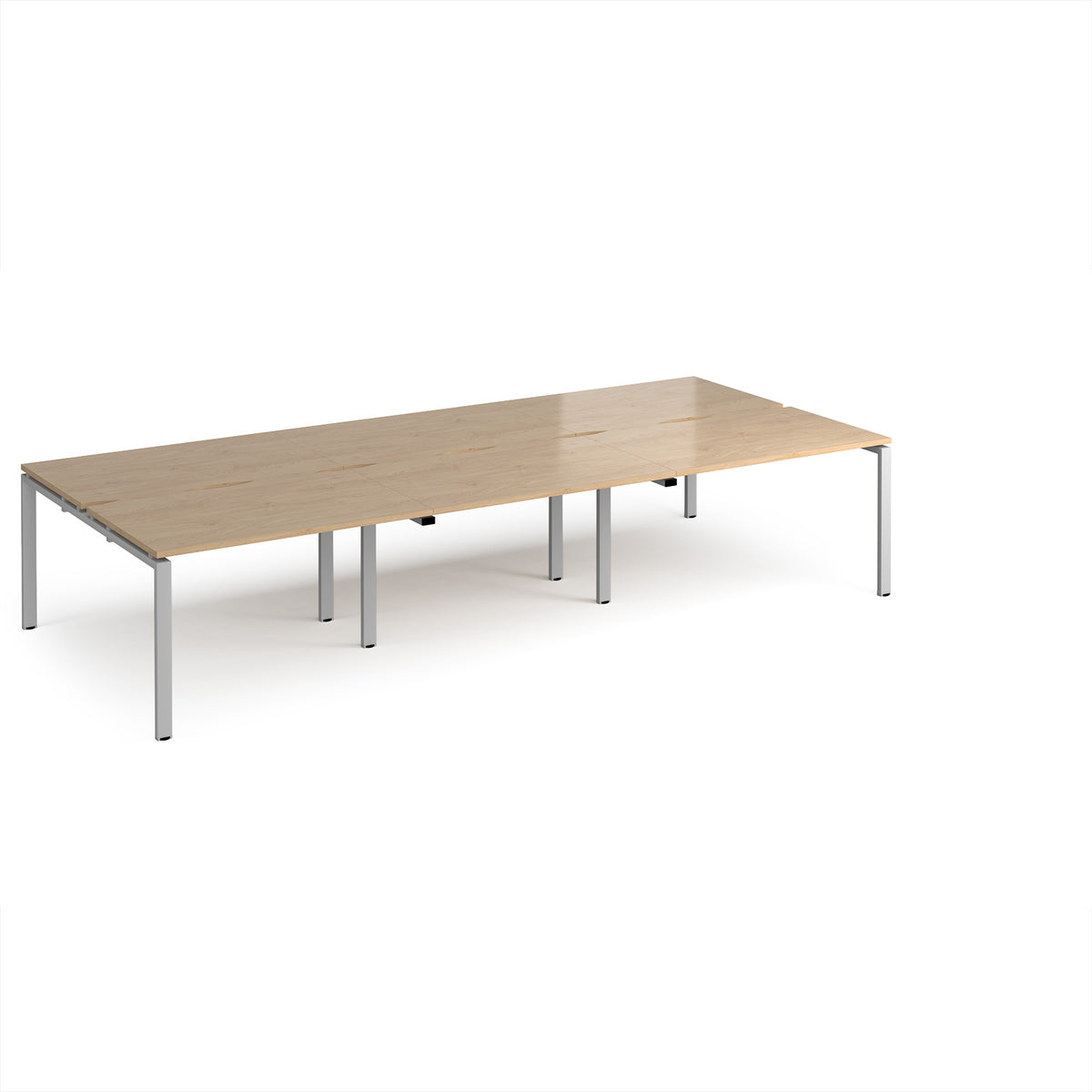 Adapt triple back to back desks 3600mm x 1600mm - silver frame, Kendal Oak Top - view 1