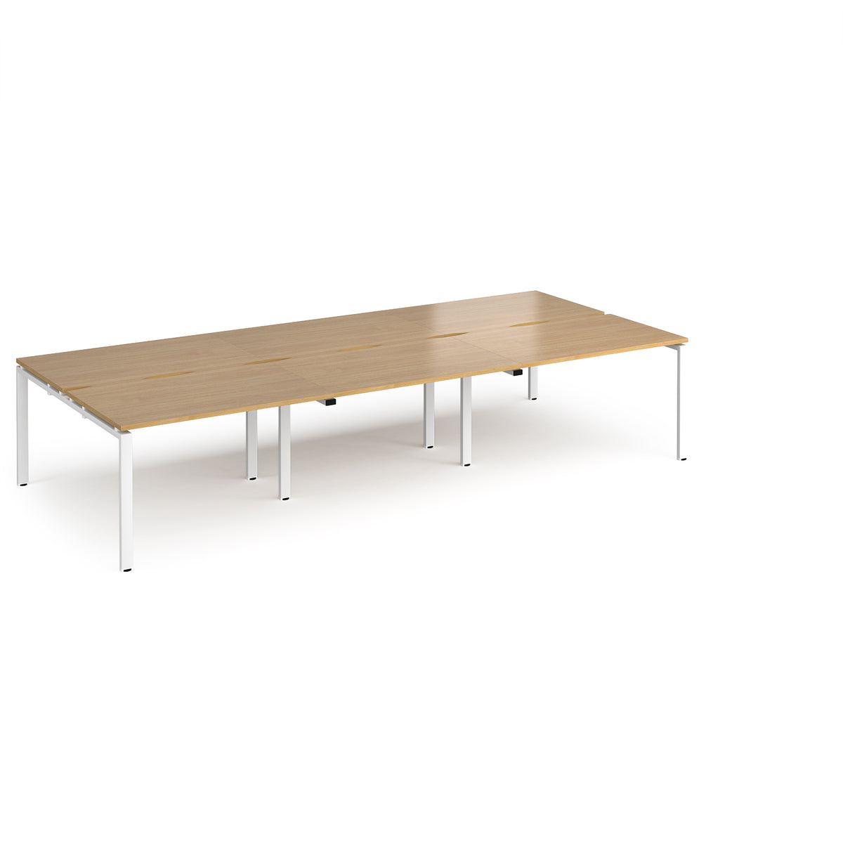 Adapt triple back to back desks 3600mm x 1600mm - white frame, Oak Top - view 1
