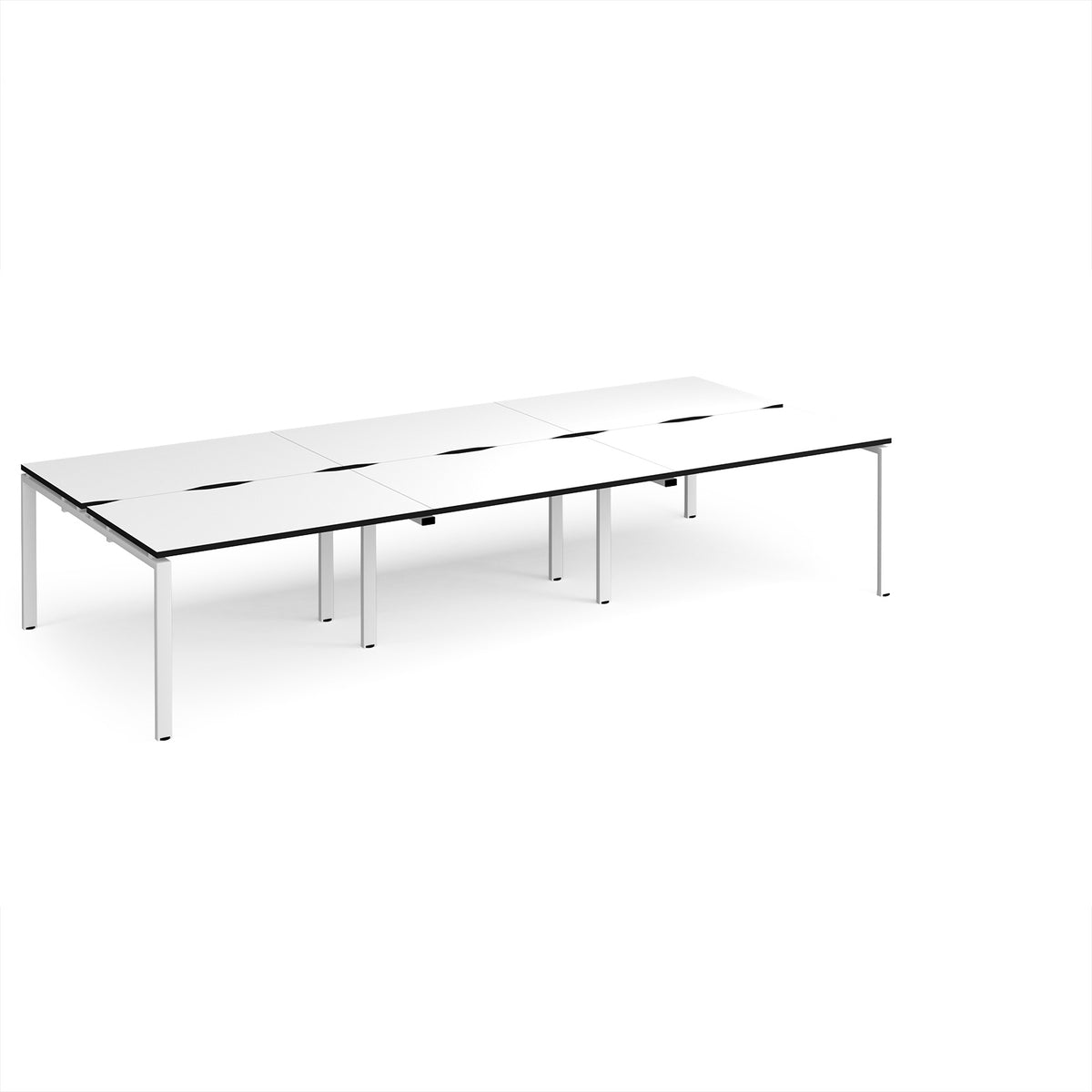 Adapt triple back to back desks 3600mm x 1600mm - white frame, White Top, black edge - view 1