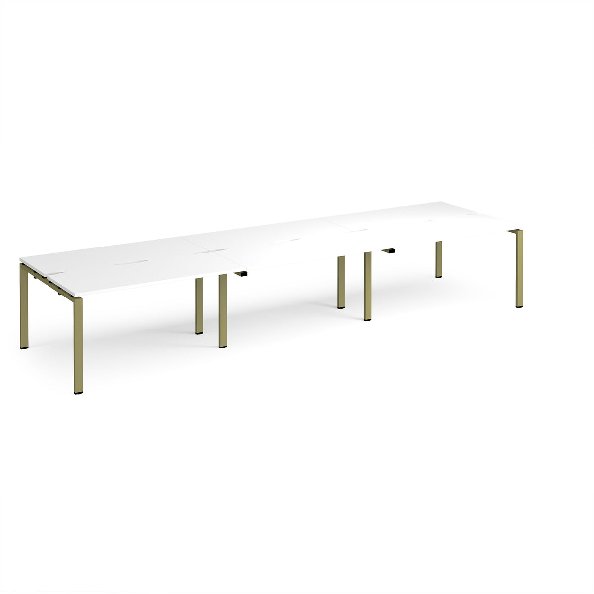 Adapt triple back to back desks 4200mm x 1200mm - green frame, White Top - view 1