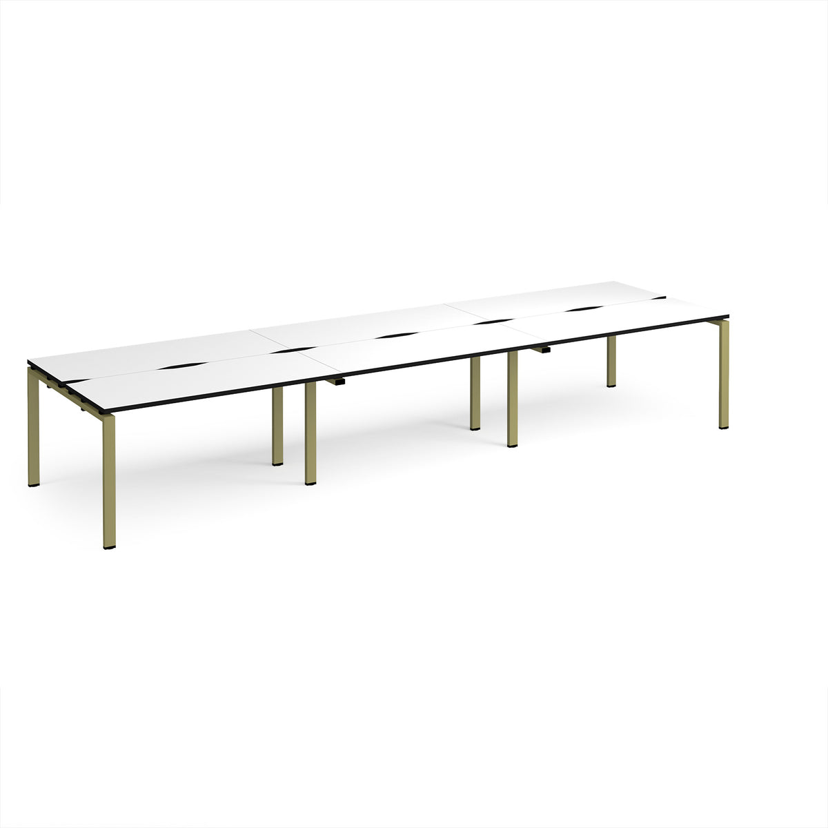 Adapt triple back to back desks 4200mm x 1200mm - green frame, White Top, black edge - view 1