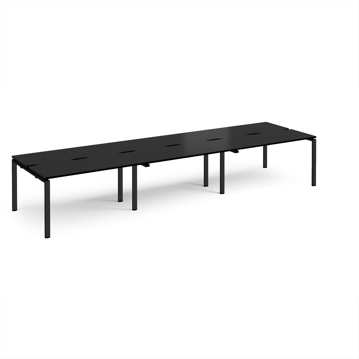 Adapt triple back to back desks 4200mm x 1200mm - black frame, black top - view 1