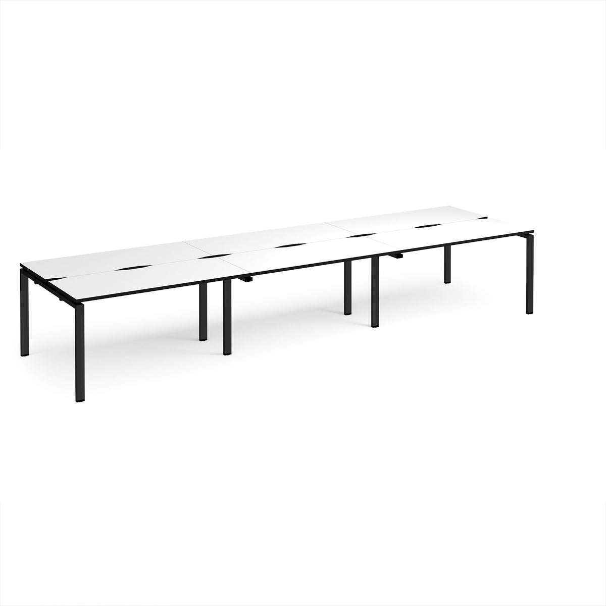Adapt triple back to back desks 4200mm x 1200mm - black frame, White Top, black edge - view 1