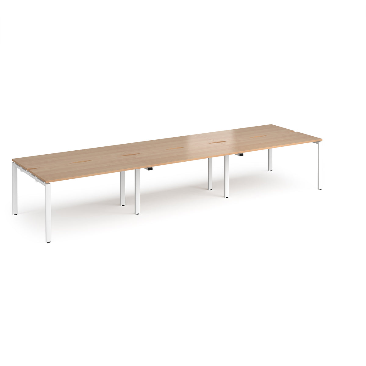 Adapt triple back to back desks 4200mm x 1200mm - white frame, Beech top - view 1