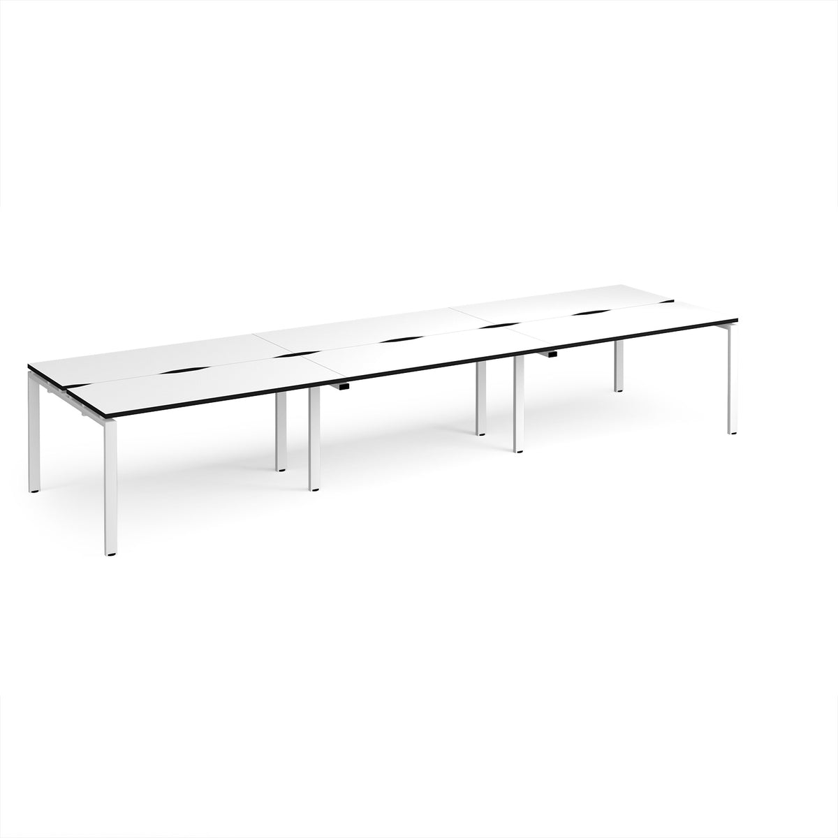 Adapt triple back to back desks 4200mm x 1200mm - white frame, White Top, black edge - view 1