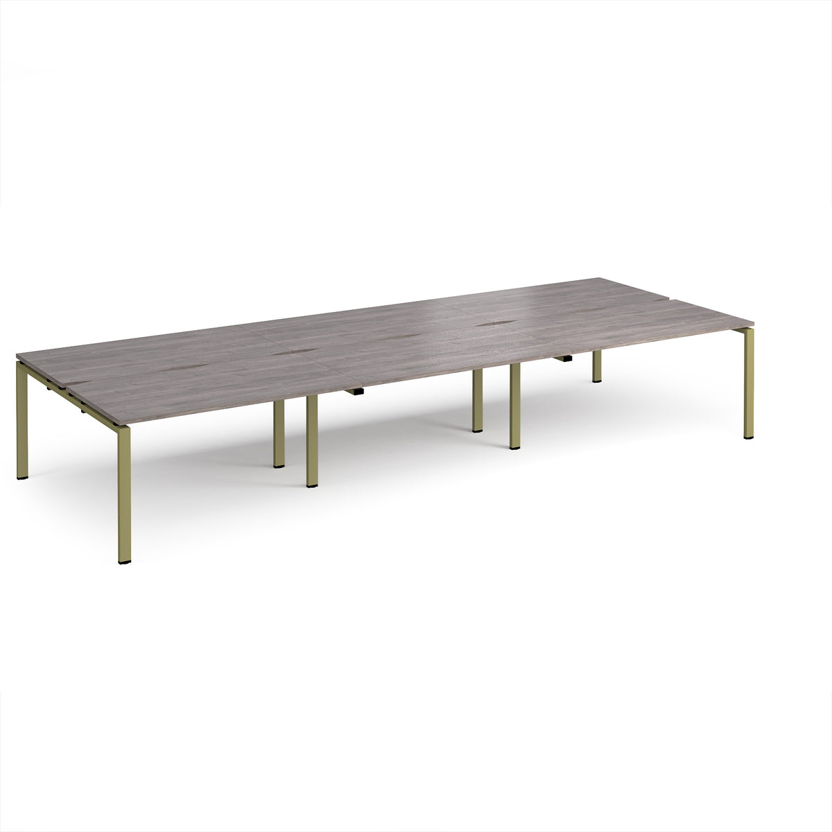 Adapt triple back to back desks 4200mm x 1600mm - green frame, Grey Oak Top - view 1