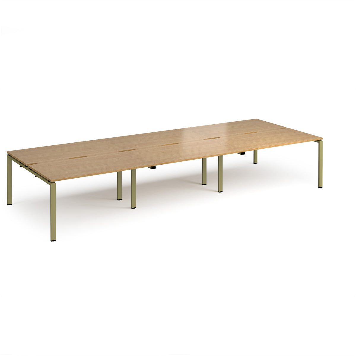 Adapt triple back to back desks 4200mm x 1600mm - green frame, Oak Top - view 1