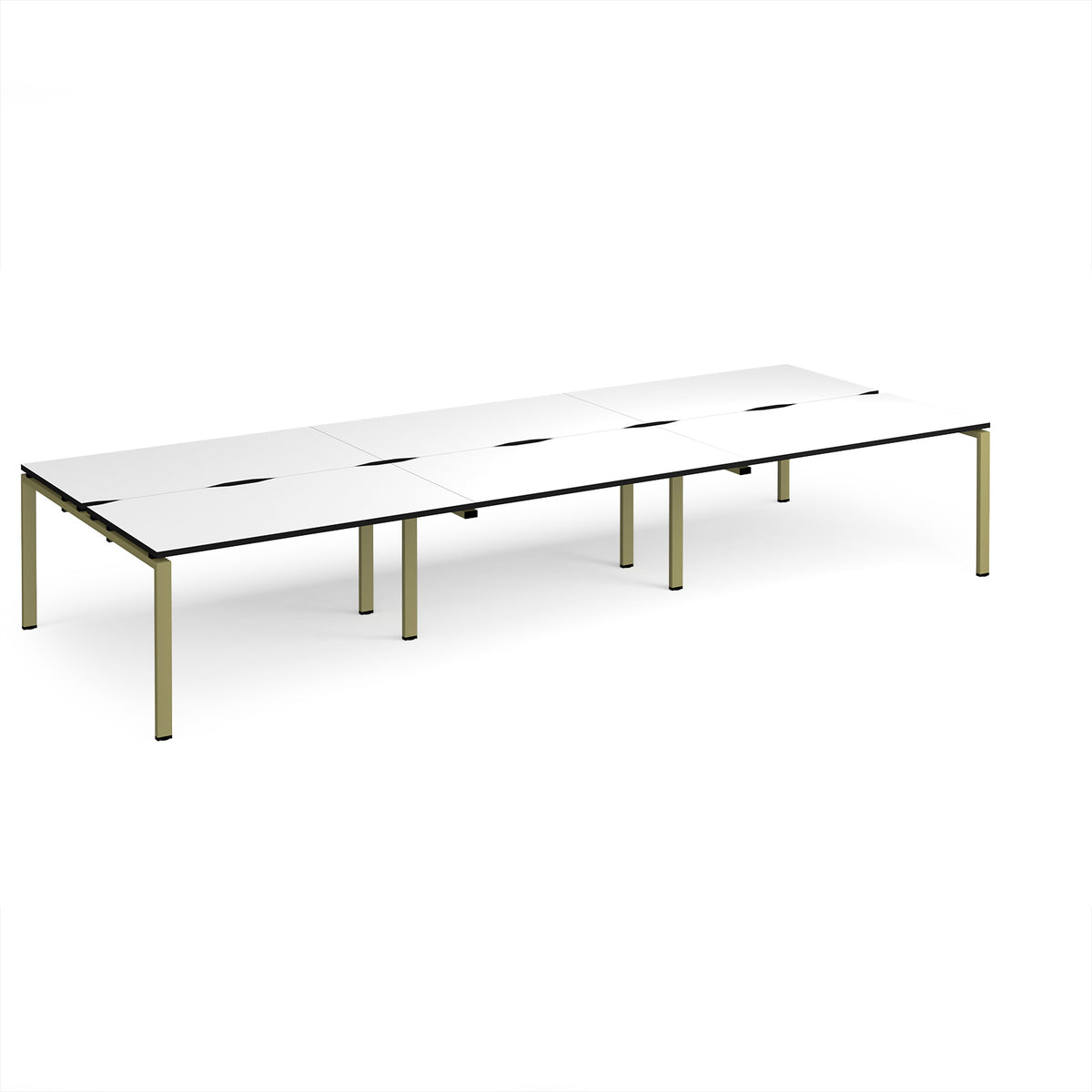 Adapt triple back to back desks 4200mm x 1600mm - green frame, White Top, black edge - view 1