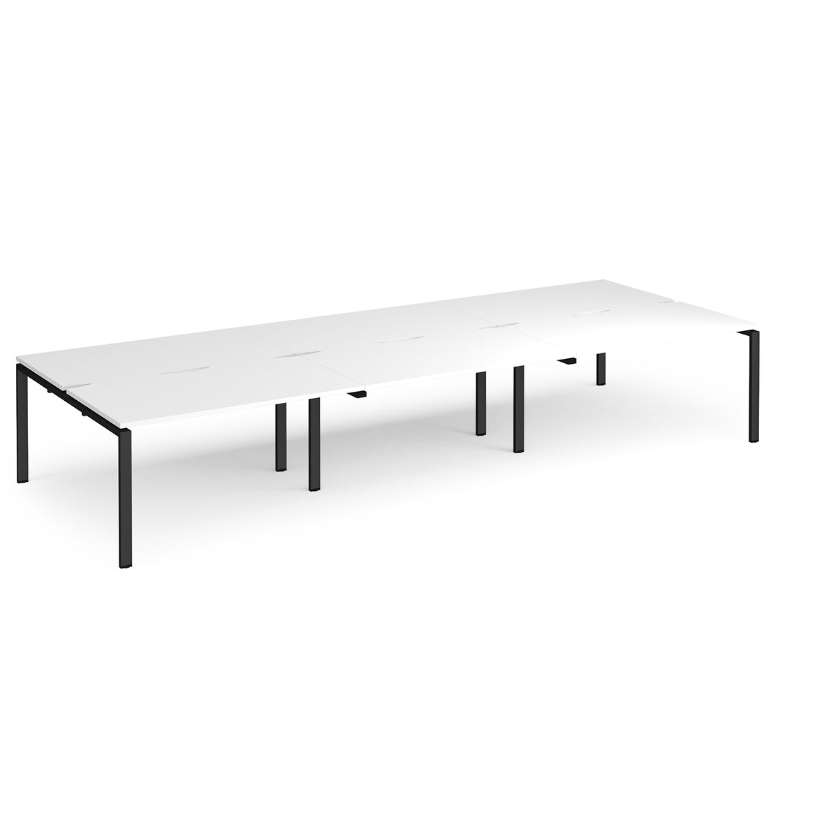 Adapt triple back to back desks 4200mm x 1600mm - black frame, White Top - view 1