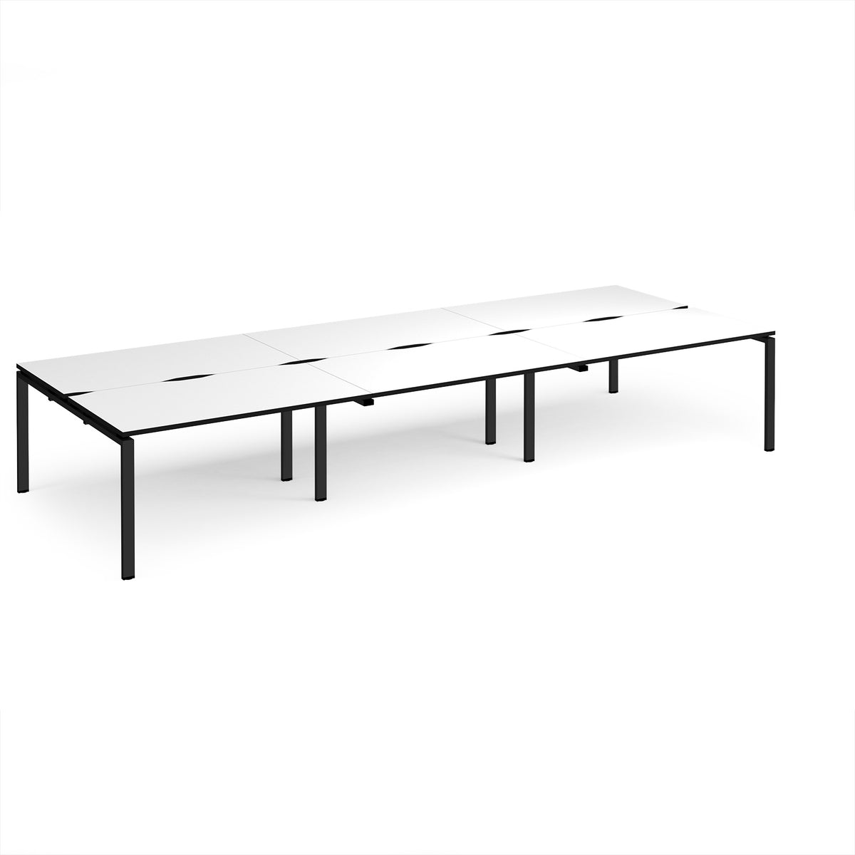 Adapt triple back to back desks 4200mm x 1600mm - black frame, White Top, black edge - view 1