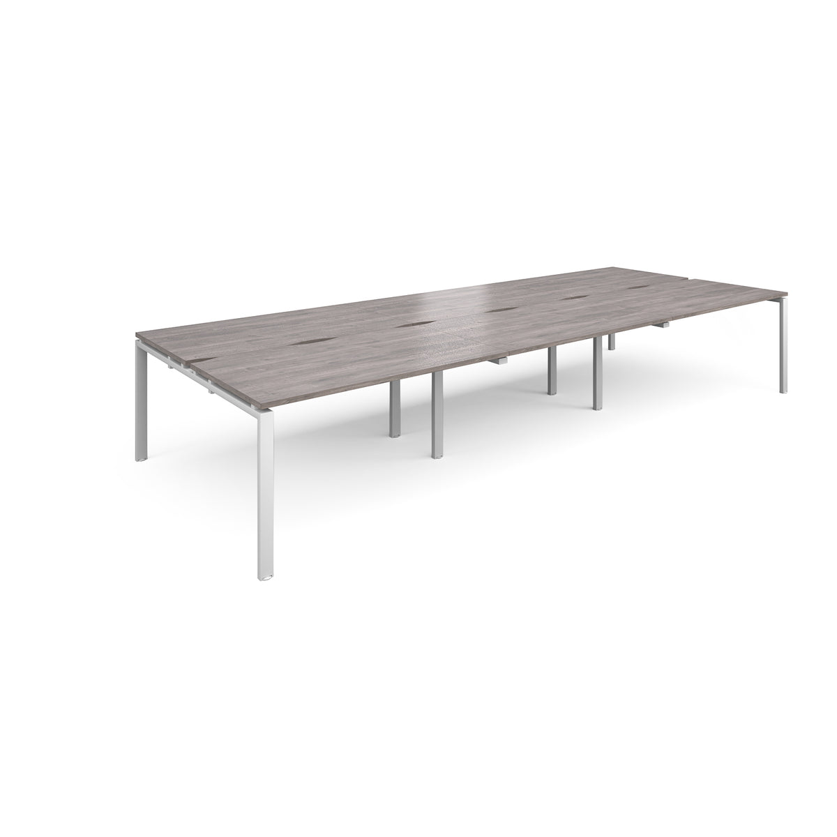 Adapt triple back to back desks 4200mm x 1600mm - white frame, Grey Oak Top - view 1
