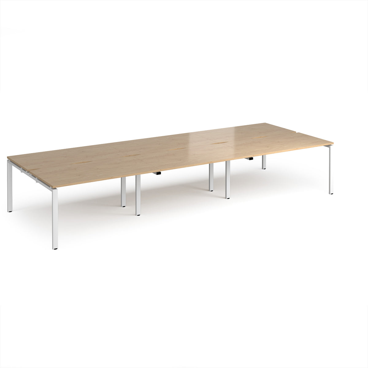 Adapt triple back to back desks 4200mm x 1600mm - white frame, Kendal Oak Top - view 1