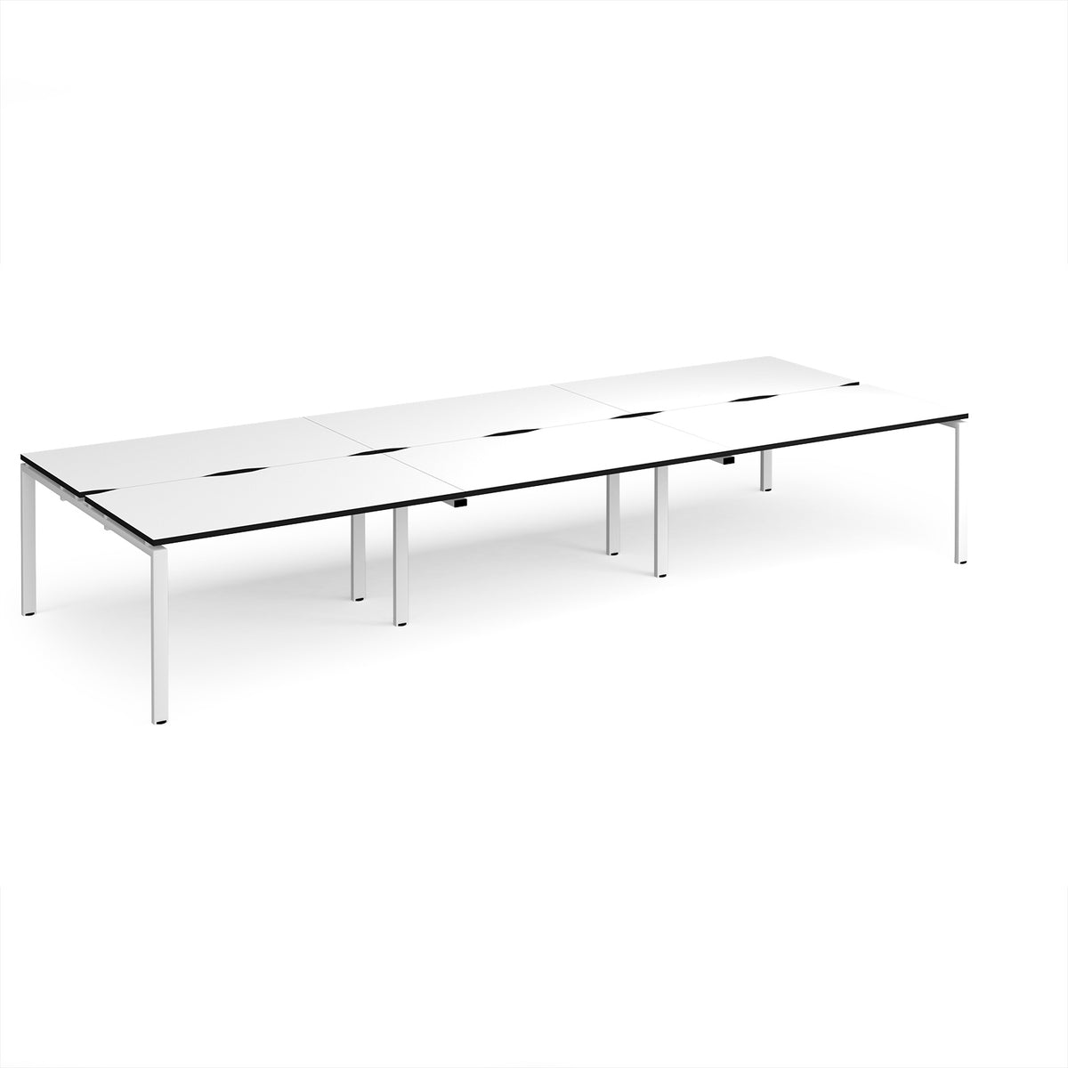 Adapt triple back to back desks 4200mm x 1600mm - white frame, White Top, black edge - view 1