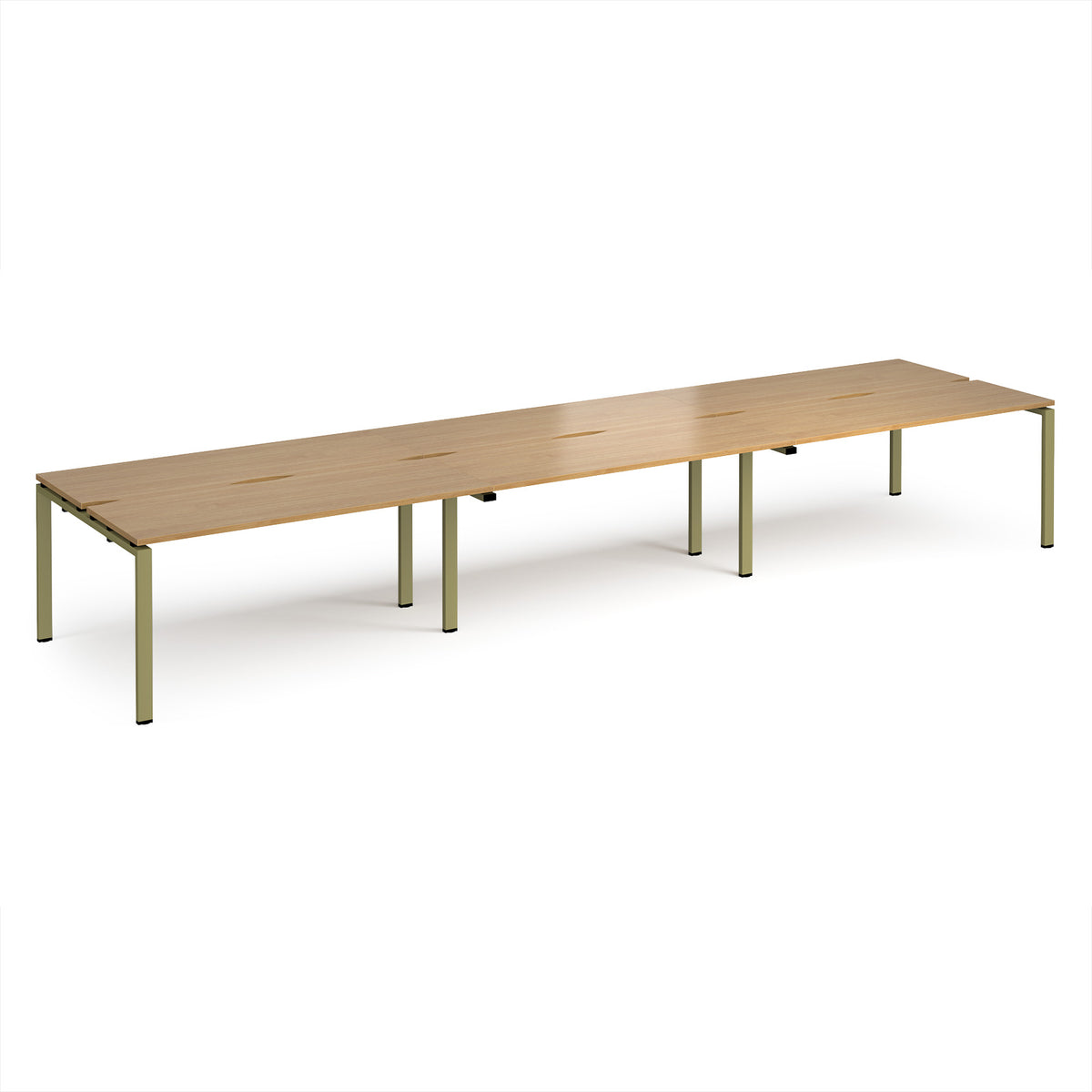 Adapt triple back to back desks 4800mm x 1200mm - green frame, Oak Top - view 1