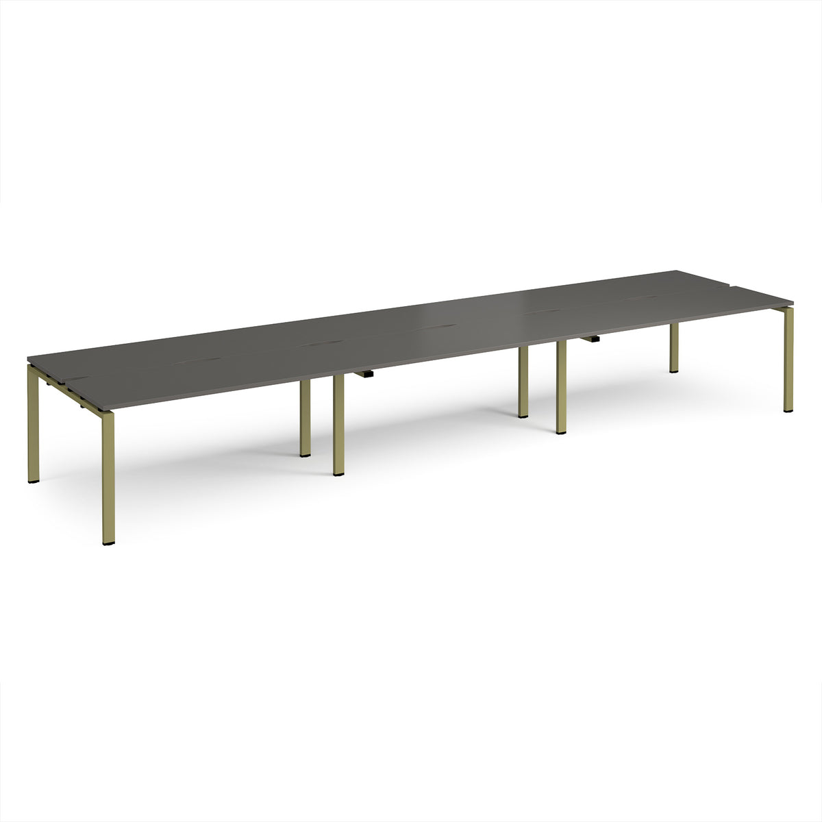 Adapt triple back to back desks 4800mm x 1200mm - green frame, storm grey top - view 1