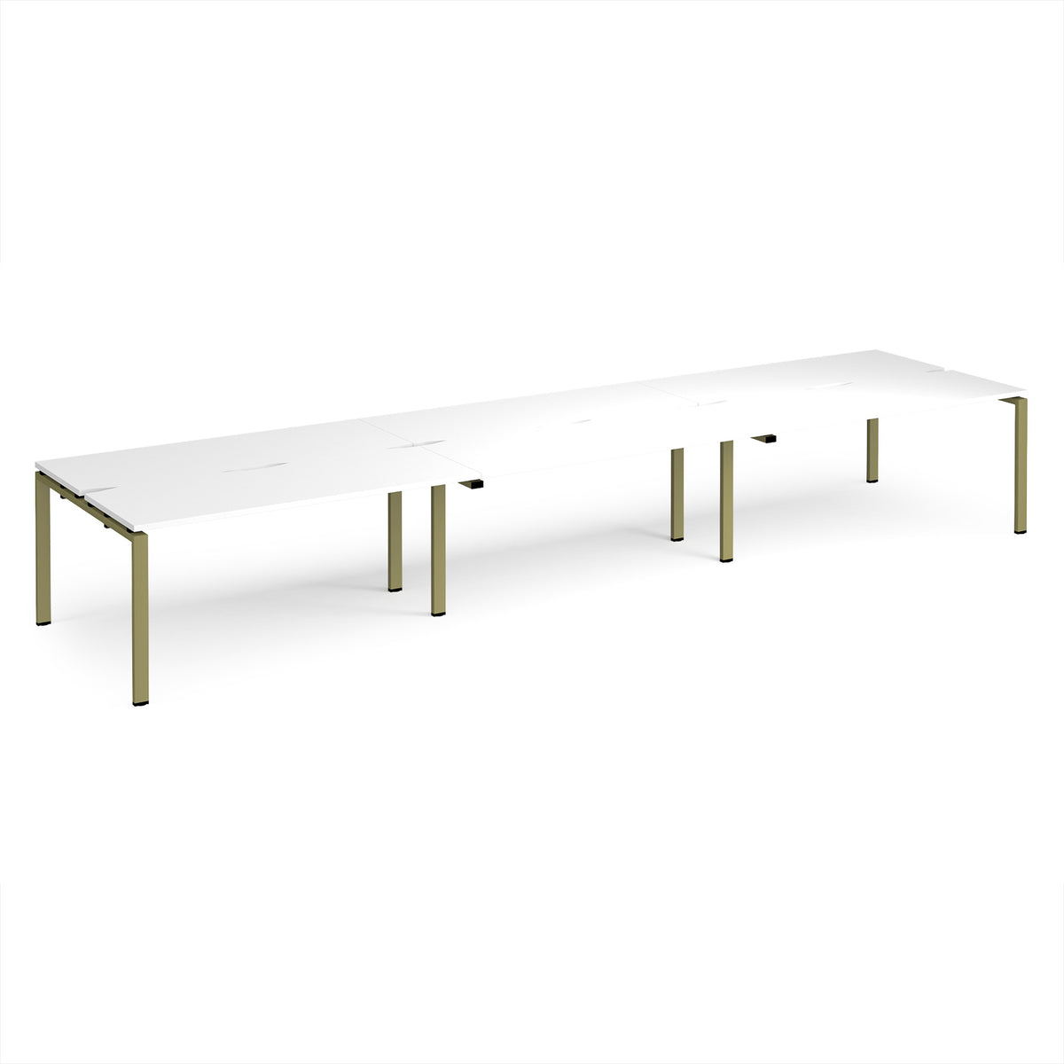 Adapt triple back to back desks 4800mm x 1200mm - green frame, White Top - view 1