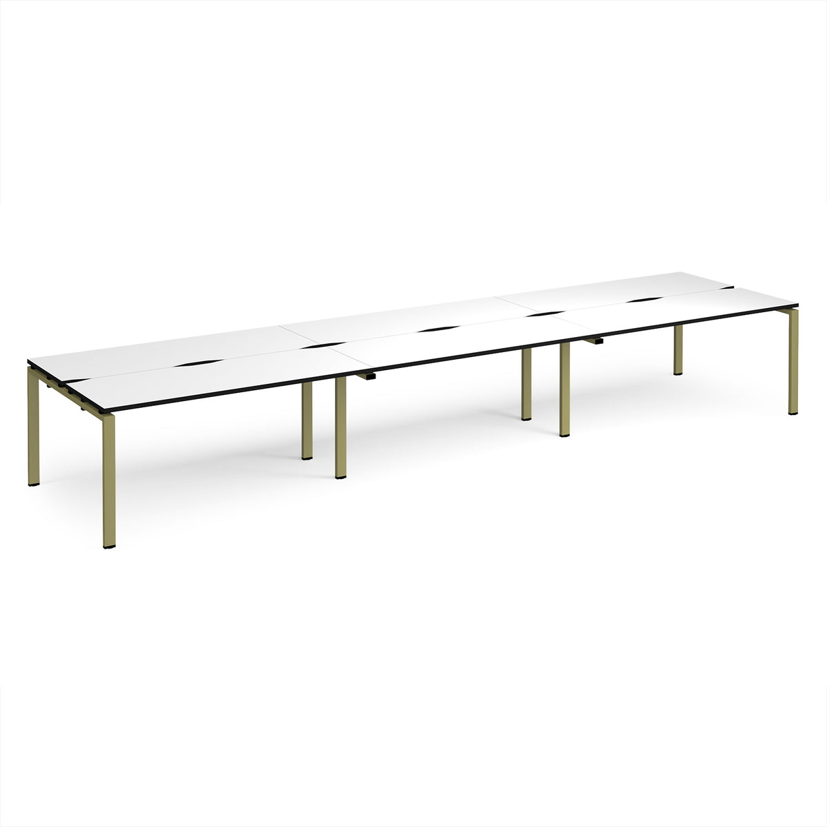 Adapt triple back to back desks 4800mm x 1200mm - green frame, White Top, black edge - view 1