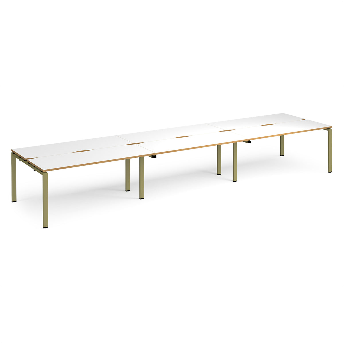 Adapt triple back to back desks 4800mm x 1200mm - green frame, White Top, oak edge - view 1