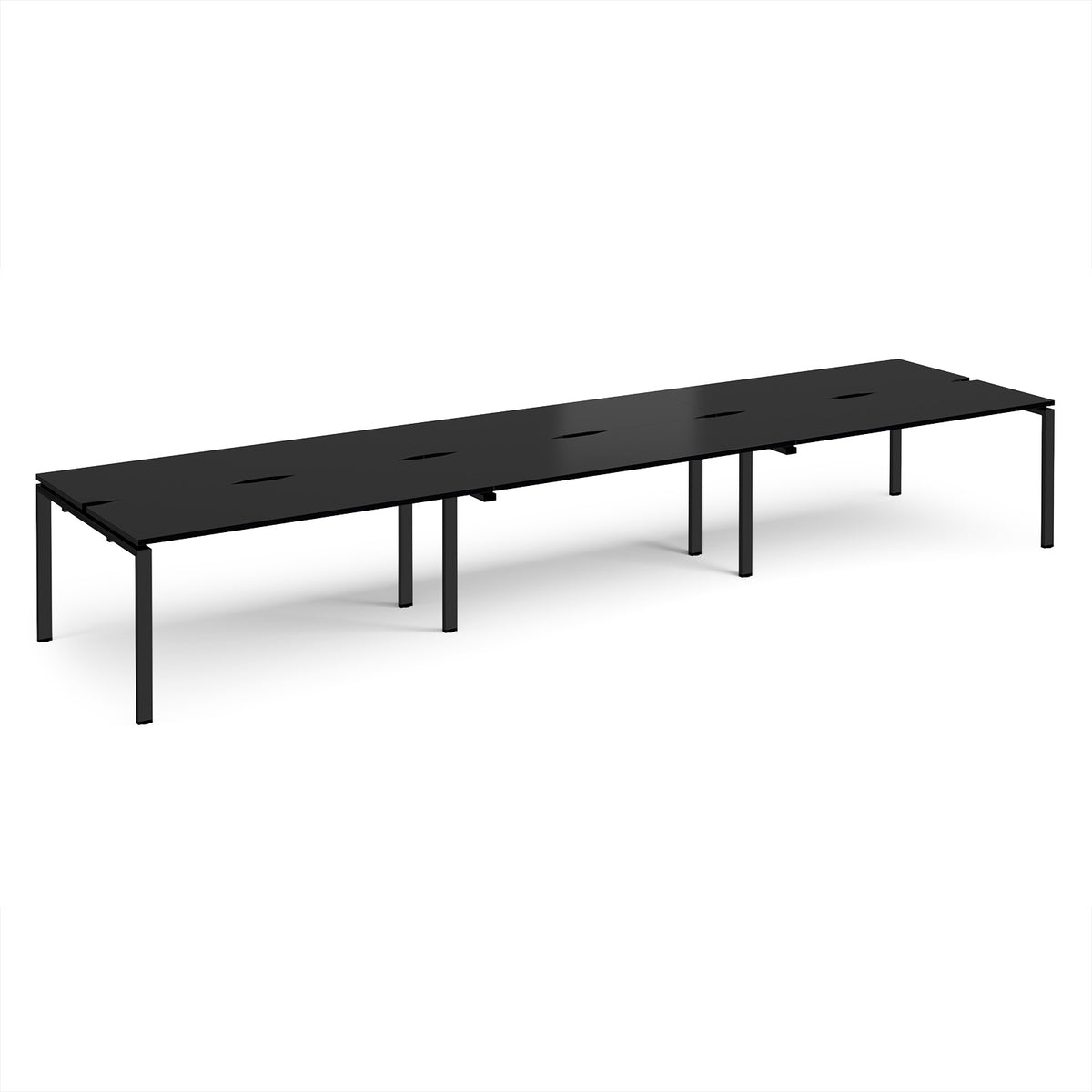 Adapt triple back to back desks 4800mm x 1200mm - black frame, black top - view 1