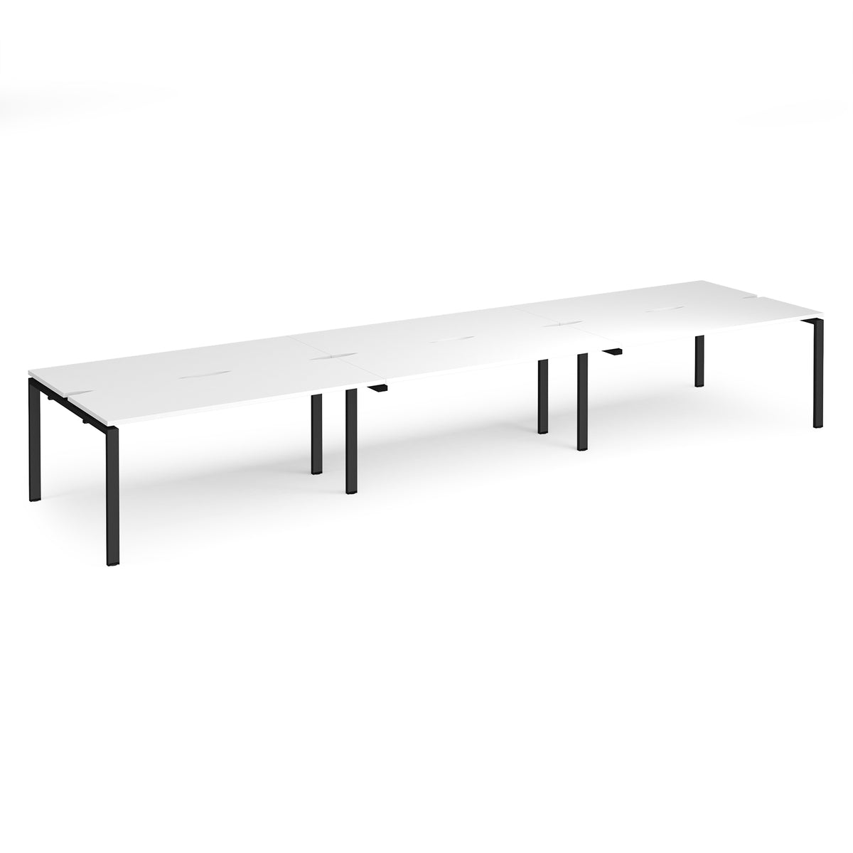 Adapt triple back to back desks 4800mm x 1200mm - black frame, White Top - view 1