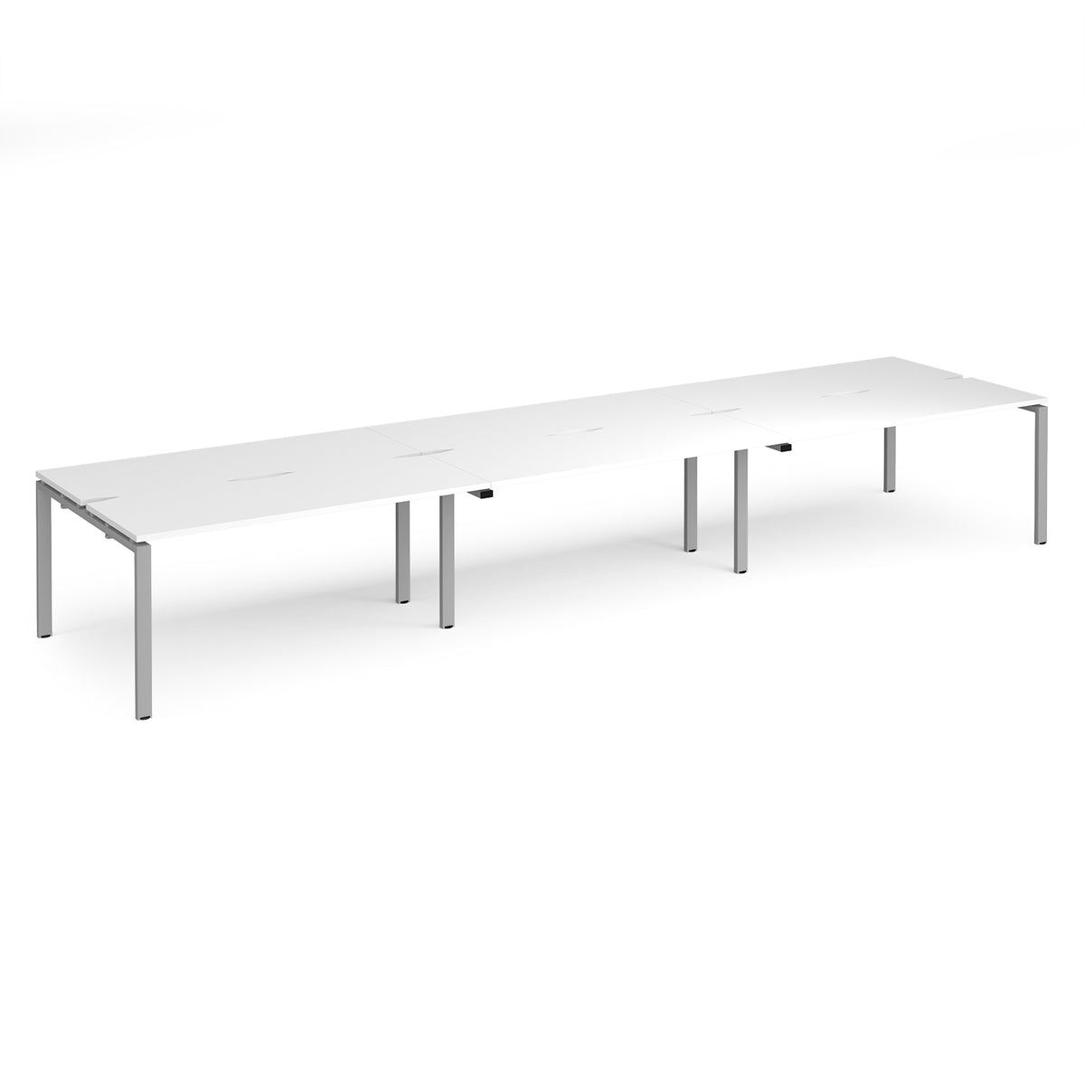 Adapt triple back to back desks 4800mm x 1200mm - silver frame, White Top - view 1