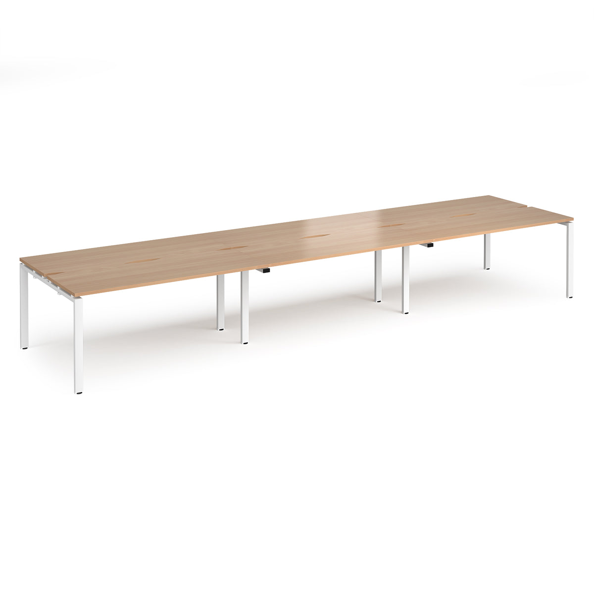 Adapt triple back to back desks 4800mm x 1200mm - white frame, Beech top - view 1