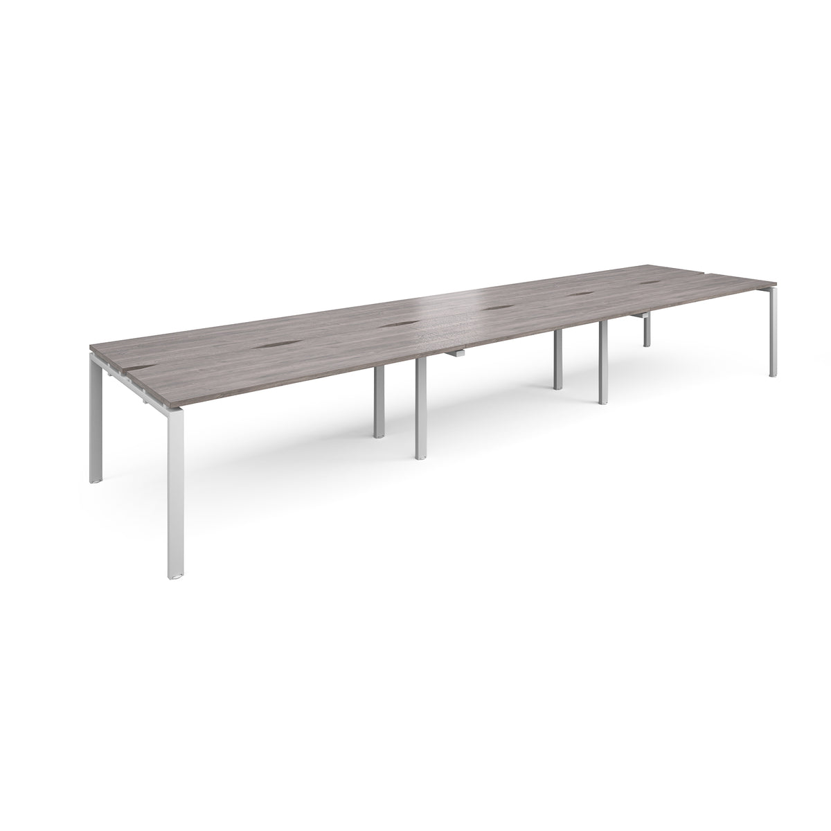Adapt triple back to back desks 4800mm x 1200mm - white frame, Grey Oak Top - view 1