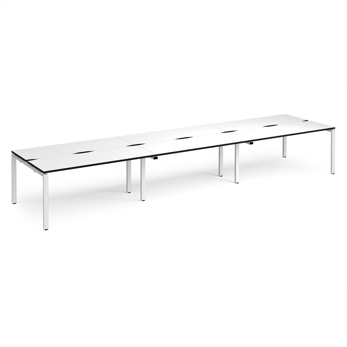 Adapt triple back to back desks 4800mm x 1200mm - white frame, White Top, black edge - view 1