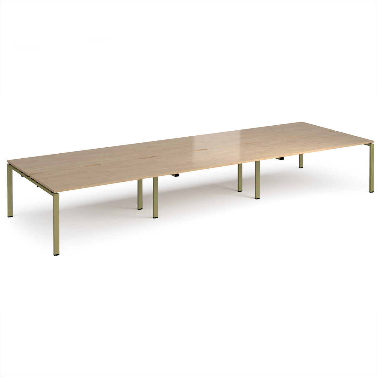 Adapt triple back to back desks 4800mm x 1600mm - green frame, Kendal Oak Top - view 1