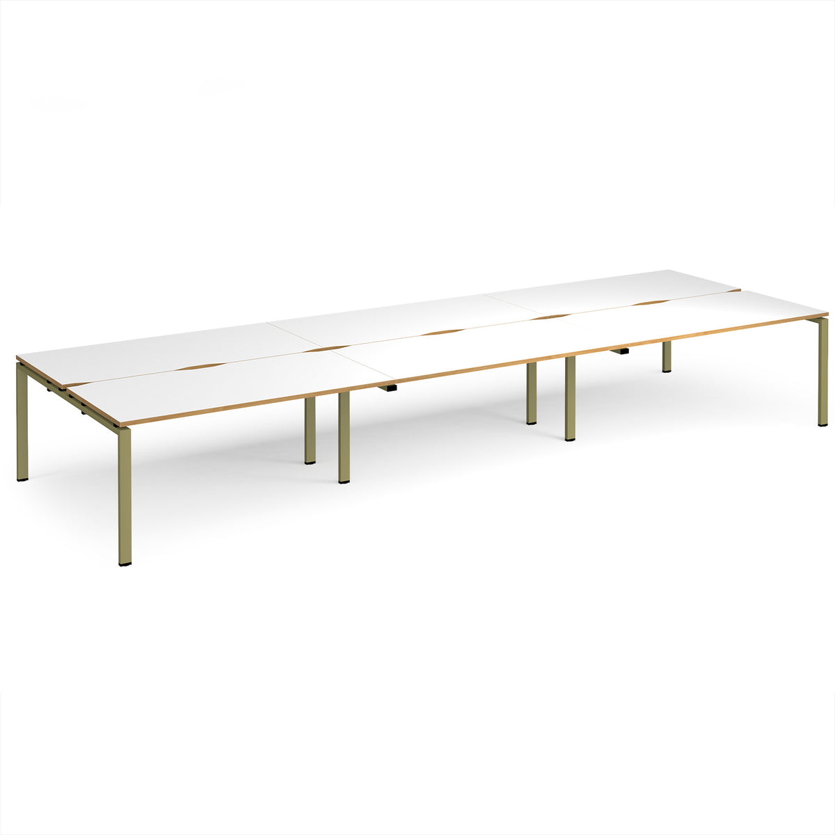 Adapt triple back to back desks 4800mm x 1600mm - green frame, White Top, oak edge - view 1