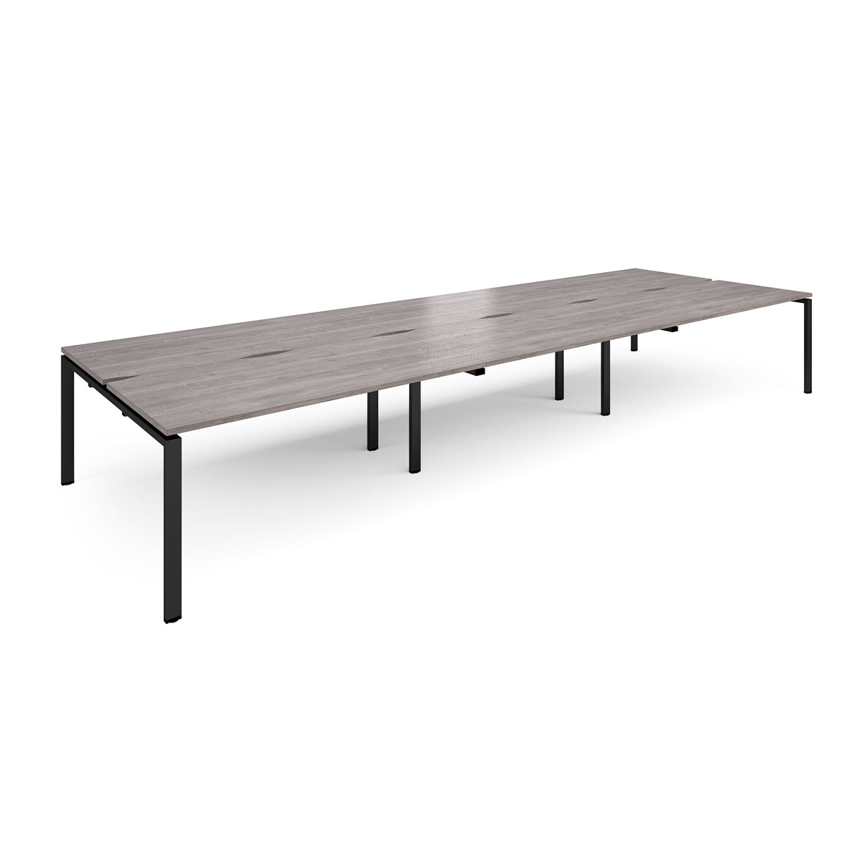 Adapt triple back to back desks 4800mm x 1600mm - black frame, Grey Oak Top - view 1