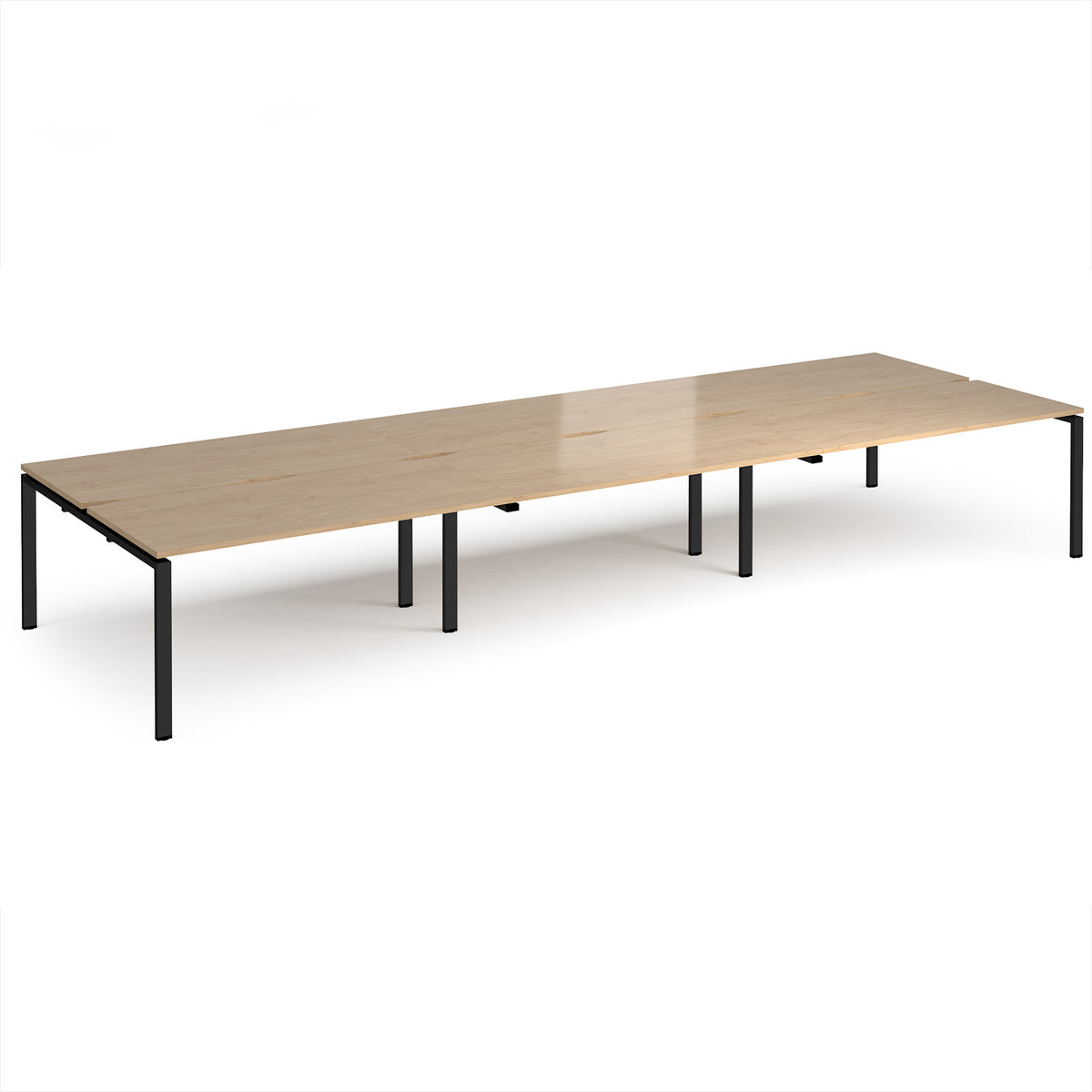 Adapt triple back to back desks 4800mm x 1600mm - black frame, Kendal Oak Top - view 1