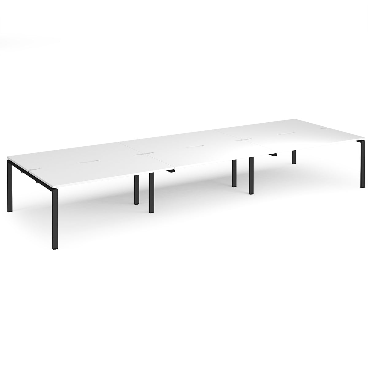 Adapt triple back to back desks 4800mm x 1600mm - black frame, White Top - view 1