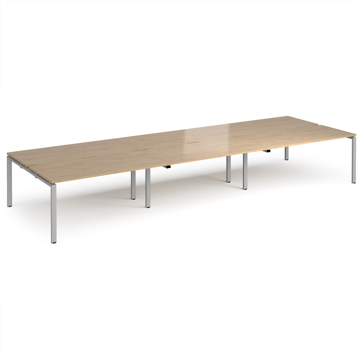 Adapt triple back to back desks 4800mm x 1600mm - silver frame, Kendal Oak Top - view 1