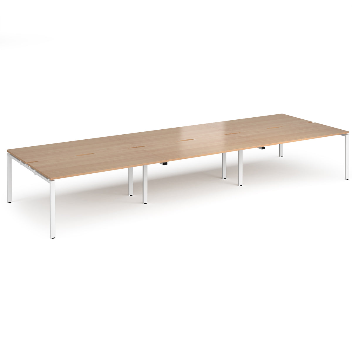 Adapt triple back to back desks 4800mm x 1600mm - white frame, Beech top - view 1