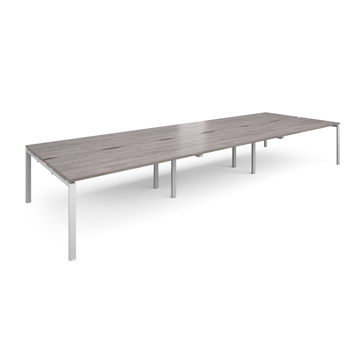 Adapt triple back to back desks 4800mm x 1600mm - white frame, Grey Oak Top - view 1