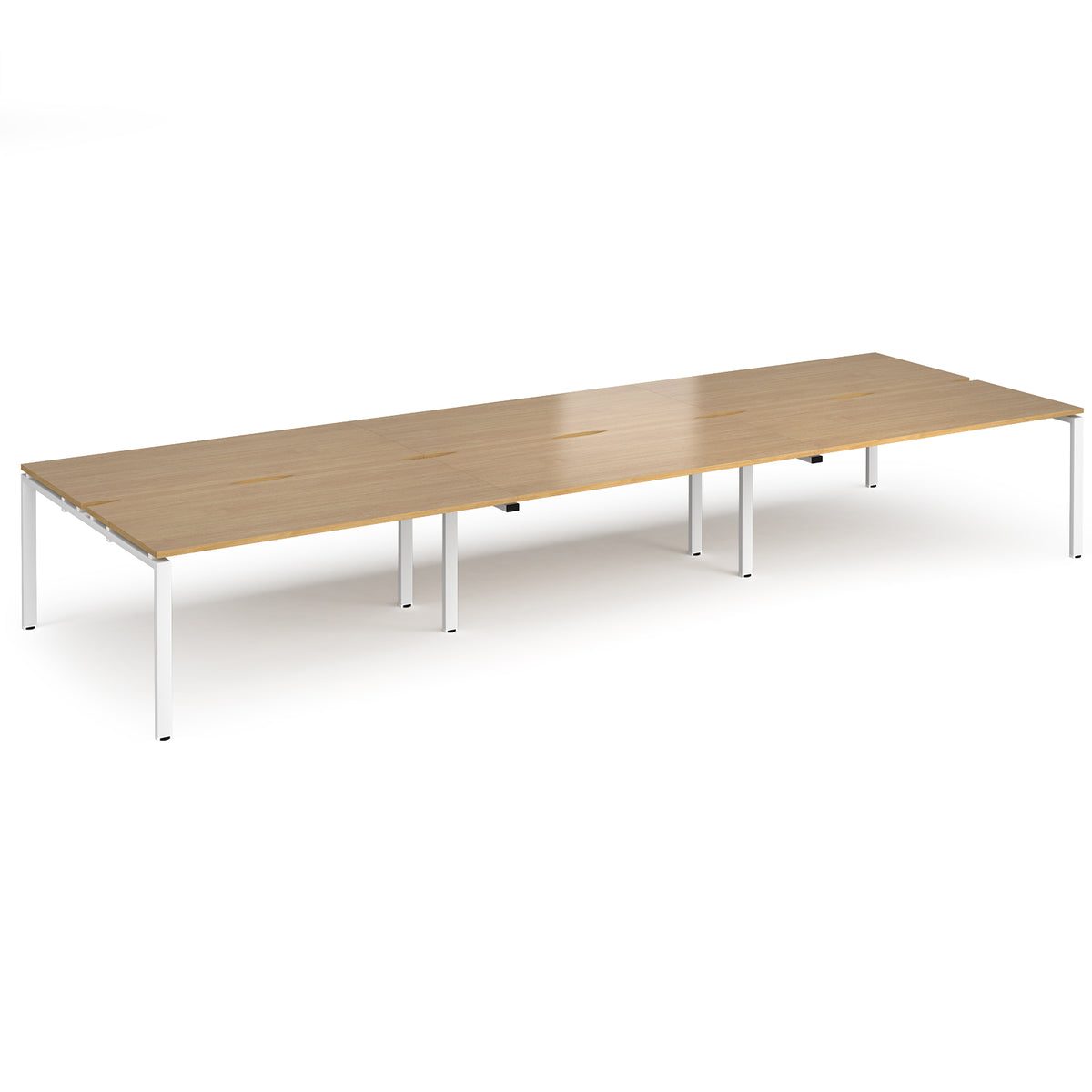 Adapt triple back to back desks 4800mm x 1600mm - white frame, Oak Top - view 1