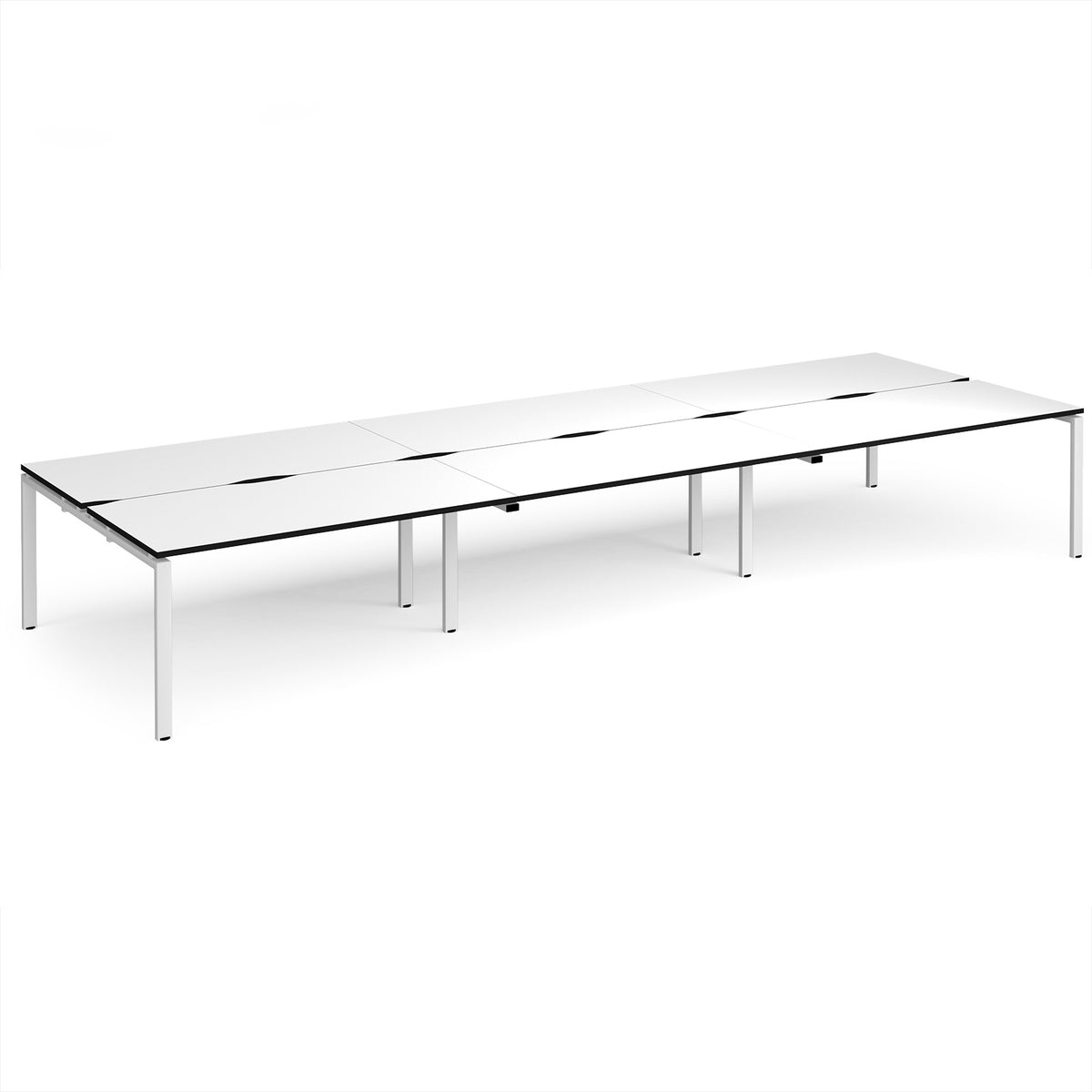 Adapt triple back to back desks 4800mm x 1600mm - white frame, White Top, black edge - view 1
