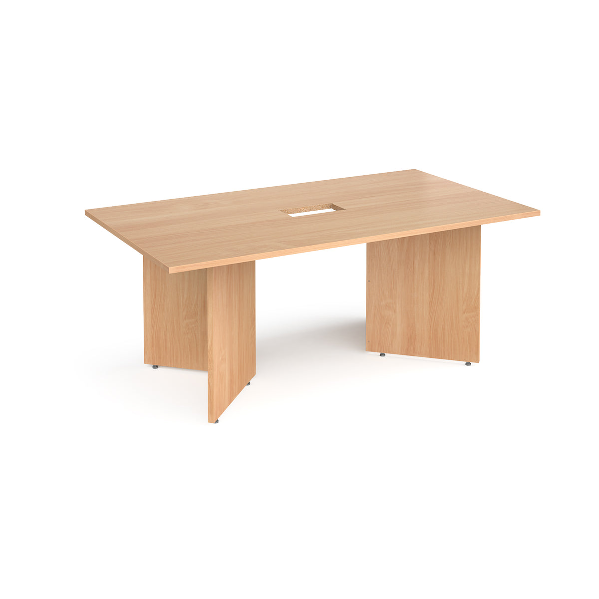 Arrow head leg rectangular boardroom table 1800mm x 1000mm with central cutout 272mm x 132mm - Beech - view 1