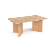 Arrow head leg rectangular boardroom table 1800mm x 1000mm with central cutout 272mm x 132mm - Beech - view 1