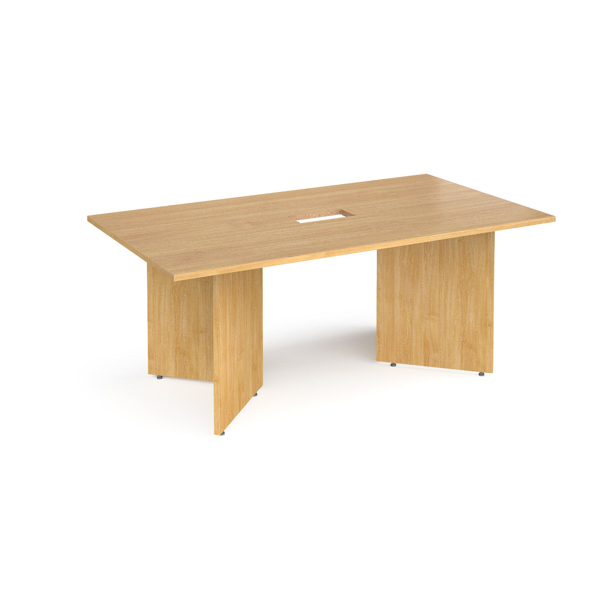 Arrow head leg rectangular boardroom table 1800mm x 1000mm with central cutout 272mm x 132mm - oak - view 1