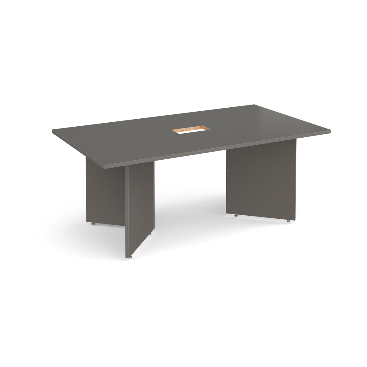 Arrow head leg rectangular boardroom table 1800mm x 1000mm with central cutout 272mm x 132mm - Onyx Grey - view 1