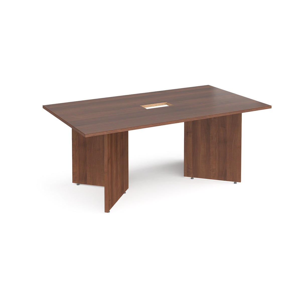 Arrow head leg rectangular boardroom table 1800mm x 1000mm with central cutout 272mm x 132mm - Walnut - view 1